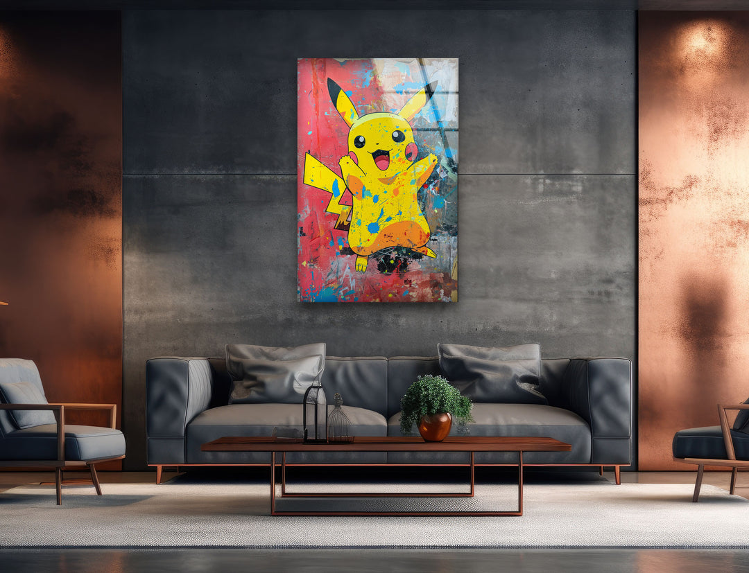 Pikachu Glass Wall Art custom glass photo prints, large glass prints
