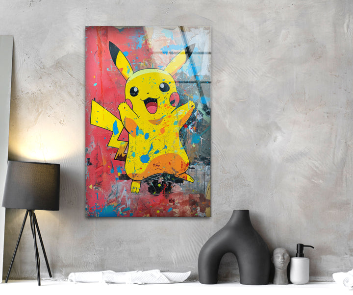 Pikachu Glass Wall Art large glass photo prints, glass wall photos
