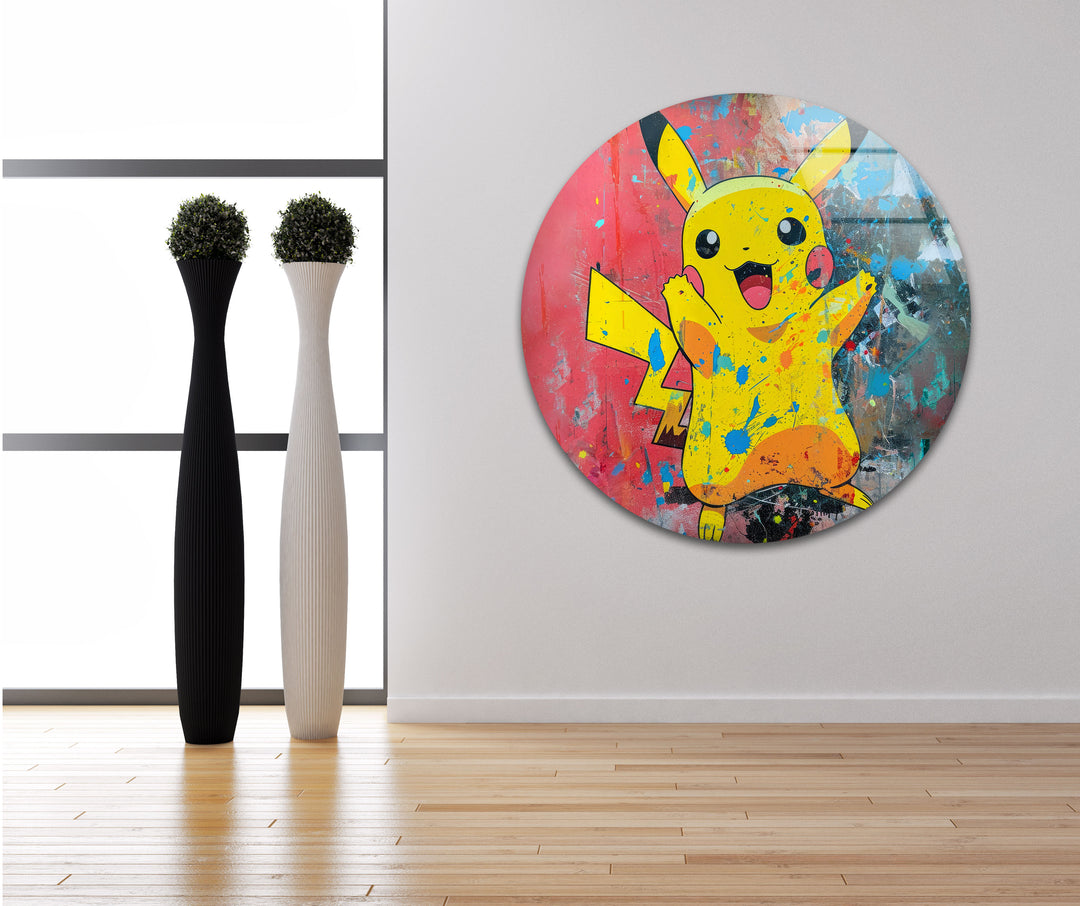 Pikachu Glass Wall Art custom glass pictures, glass art prints
