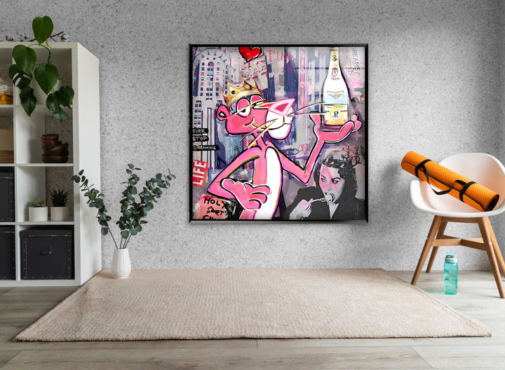 Pink Panther Cristal Glass Wall Art print on glass, glass printed photos
