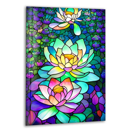 Stained Vivid Floral Glass Wall Art