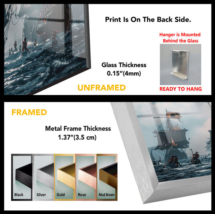 Pirates Ship Tempered Glass Wall Art - MyPhotoStation