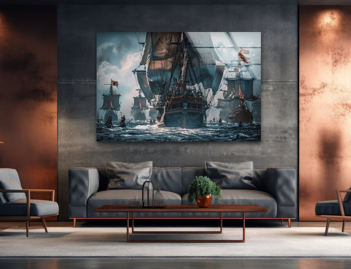 Pirates Ship Tempered Glass Wall Art - MyPhotoStation