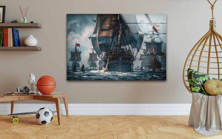 Pirates Ship Tempered Glass Wall Art - MyPhotoStation