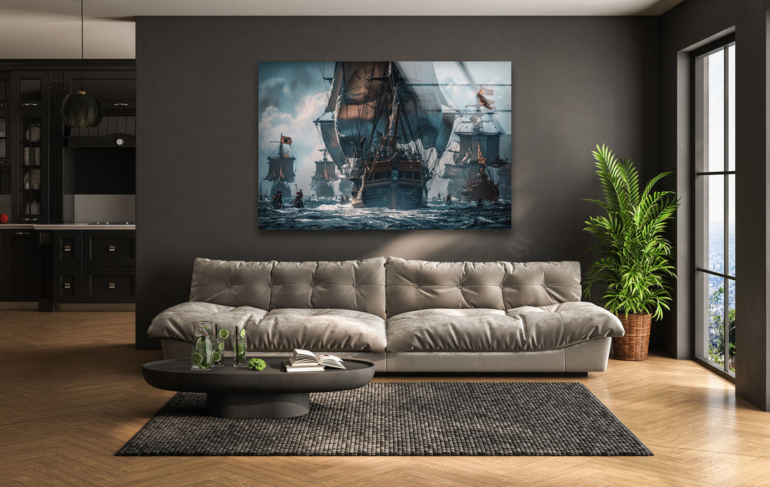 Pirates Ship Tempered Glass Wall Art - MyPhotoStation