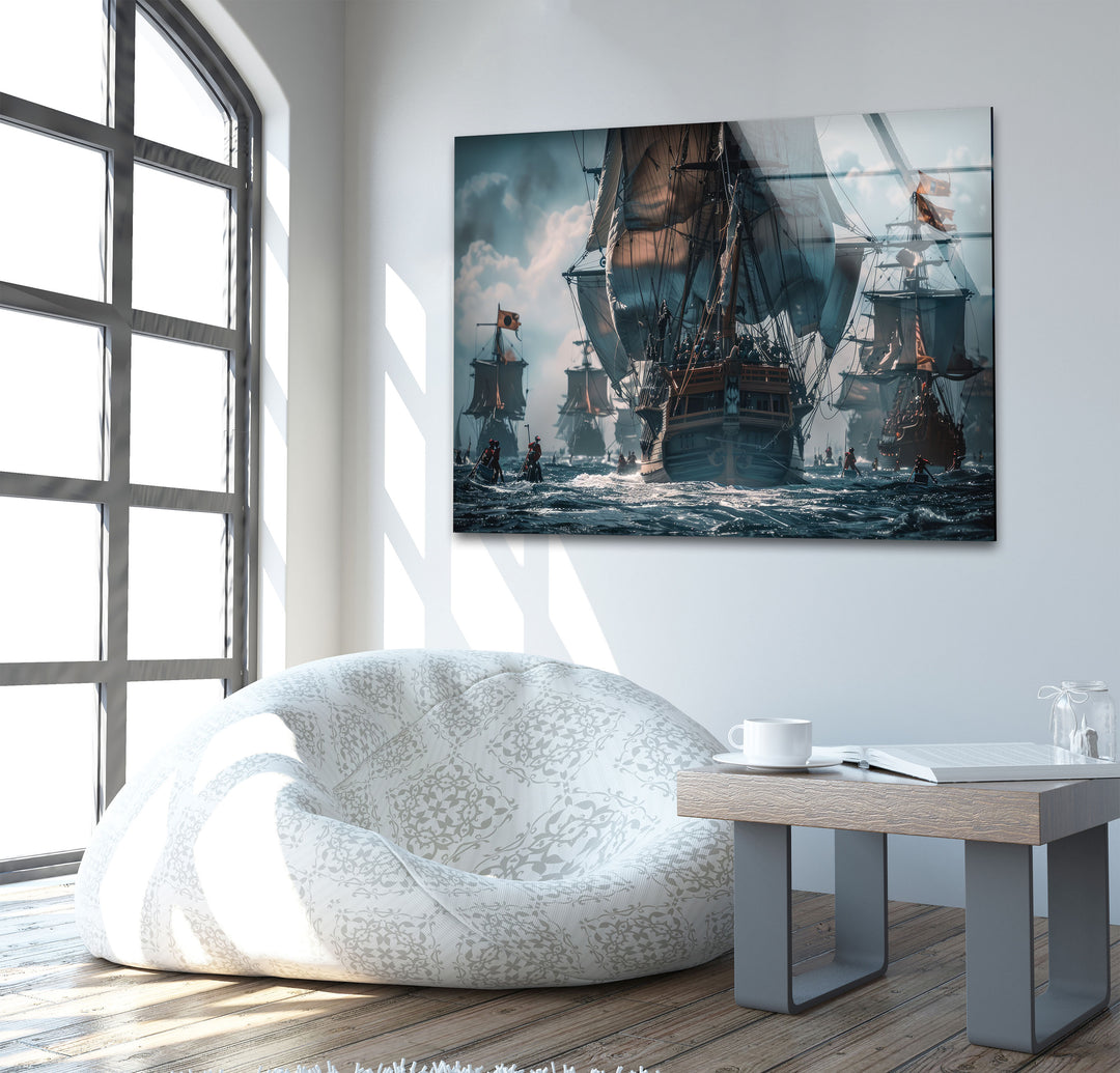 Pirates Ship Tempered Glass Wall Art - MyPhotoStation