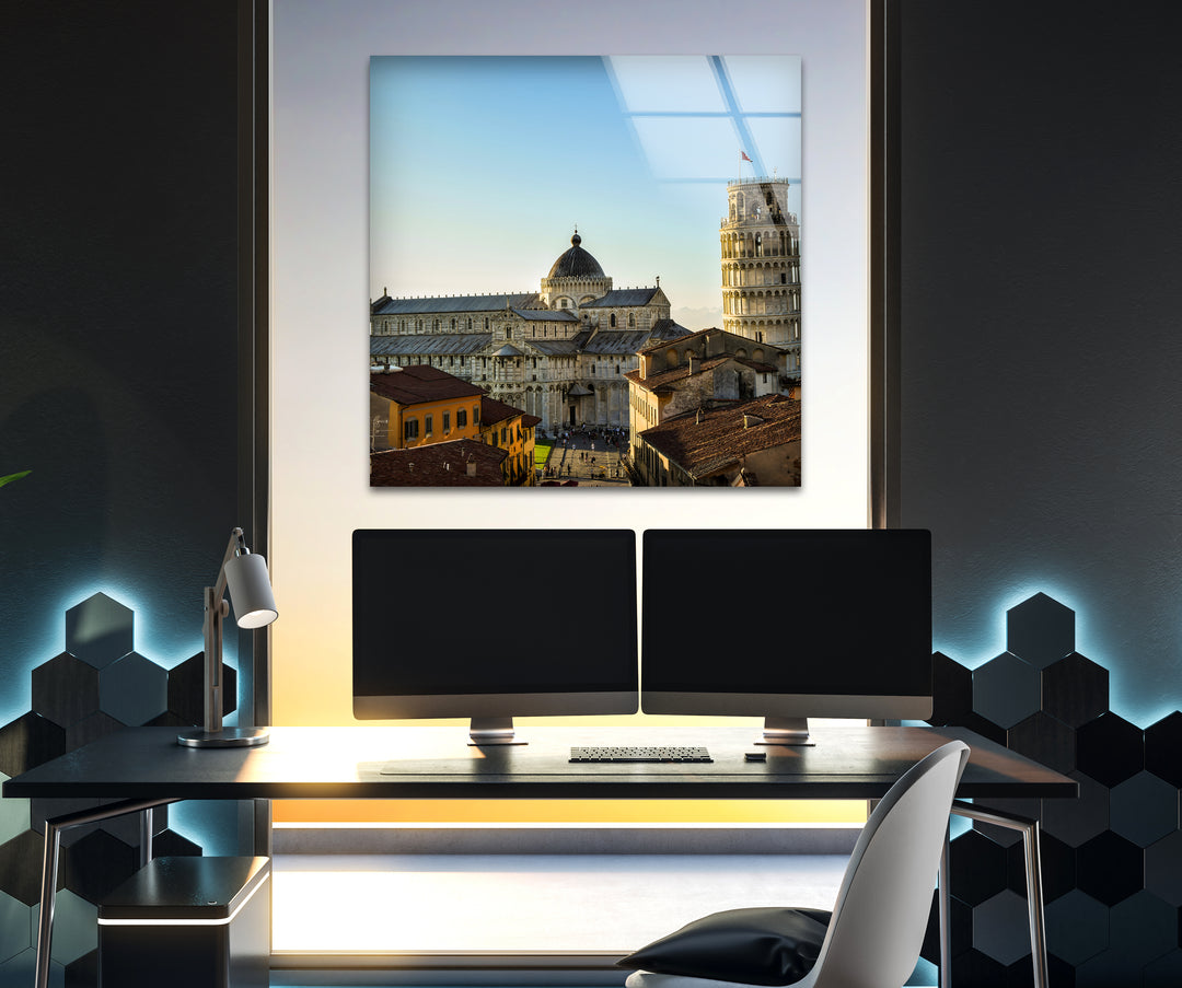 Leaning Tower of Pisa Glass Wall Art - Iconic Pisa Landmark with Stunning Architecture