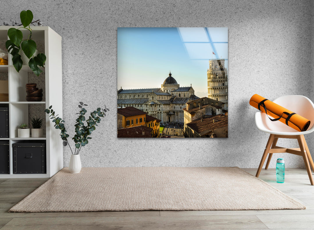 Leaning Tower of Pisa Glass Wall Art - Iconic Pisa Landmark with Stunning Architecture