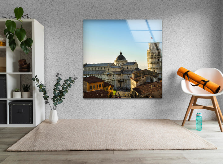 Leaning Tower of Pisa Glass Wall Art - Iconic Pisa Landmark with Stunning Architecture