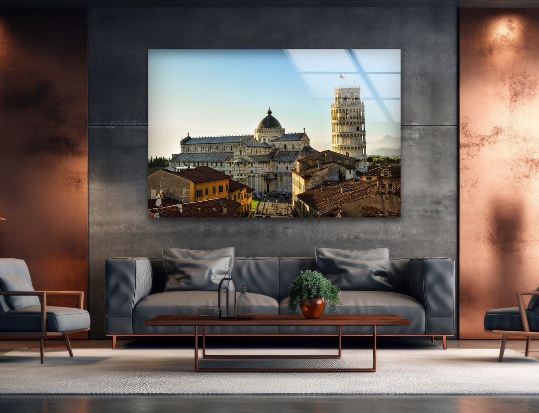 Leaning Tower of Pisa Glass Wall Art - Iconic Pisa Landmark with Stunning Architecture