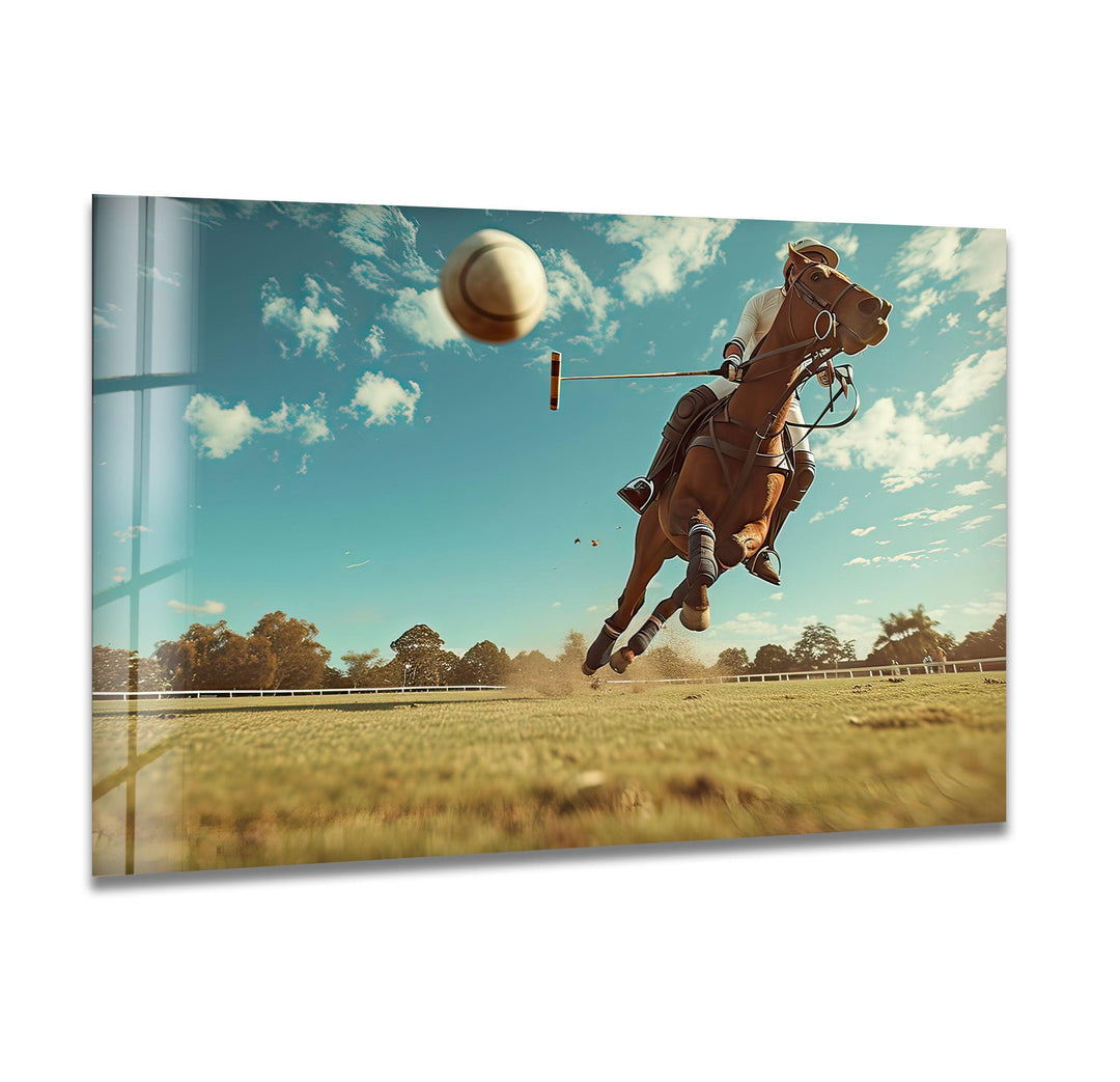 Polo Player on Horseback Glass Wall Art Glass Printing Wall Art, Print photos on glass
