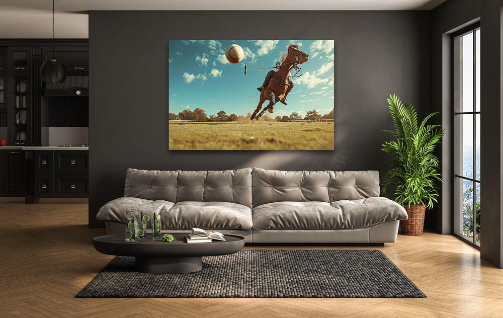 Polo Player on Horseback Glass Wall Art glass photo prints, glass picture prints
