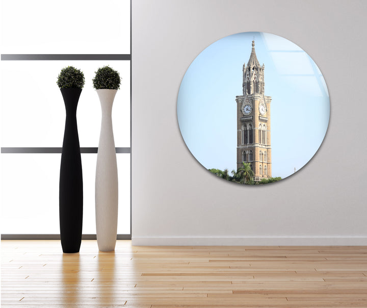 Mumbai Clock Tower Glass Wall Art – Iconic Indian Landmark in Daylight