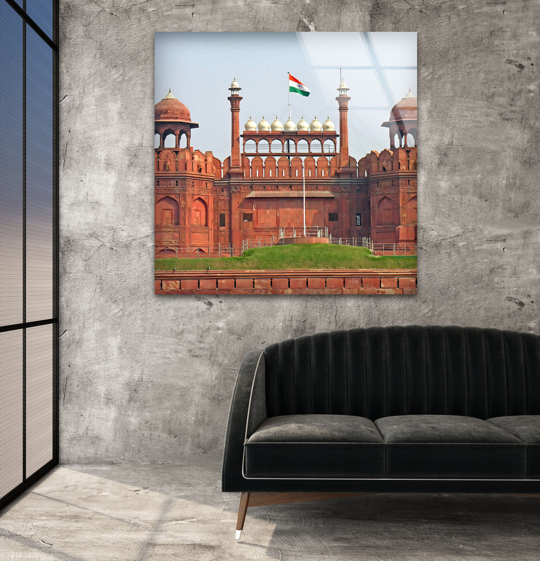 Red Fort Glass Wall Art – Majestic View of Delhi’s Iconic Landmark