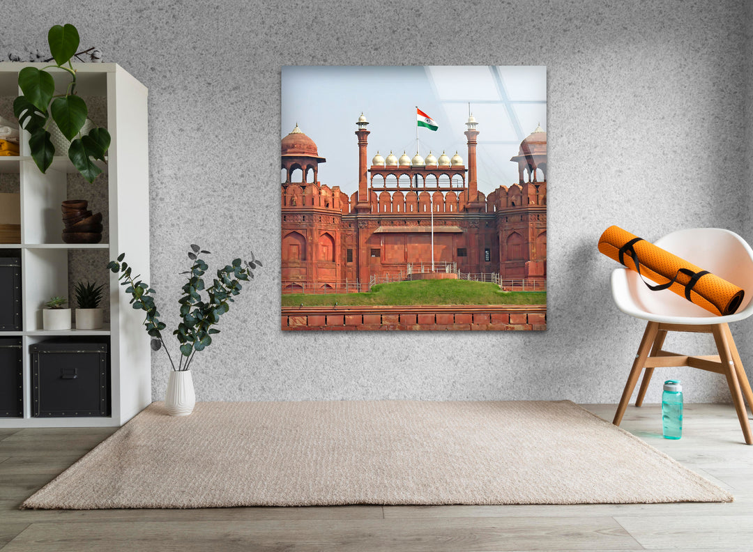 Red Fort Glass Wall Art – Majestic View of Delhi’s Iconic Landmark