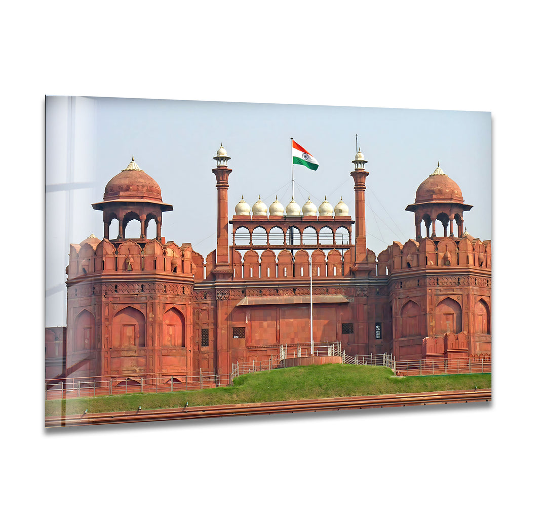 Red Fort Glass Wall Art – Majestic View of Delhi’s Iconic Landmark