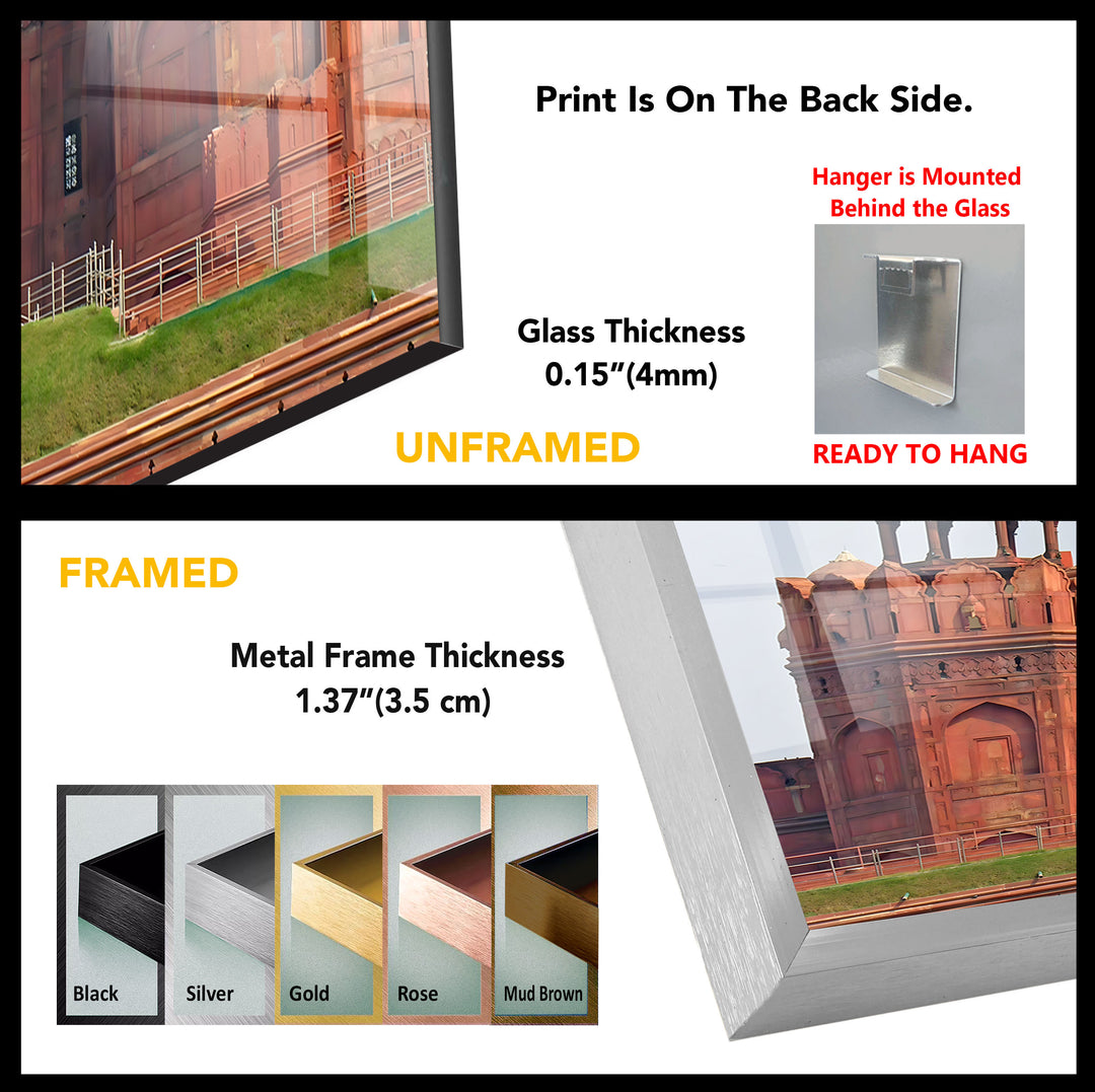 Red Fort Glass Wall Art – Majestic View of Delhi’s Iconic Landmark