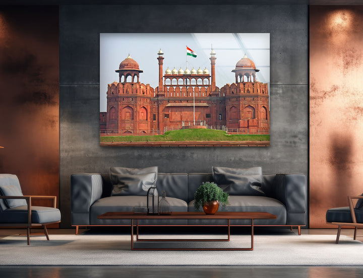 Red Fort Glass Wall Art – Majestic View of Delhi’s Iconic Landmark