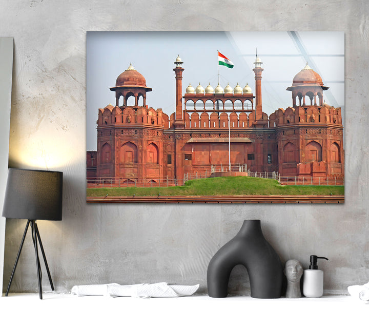 Red Fort Glass Wall Art – Majestic View of Delhi’s Iconic Landmark