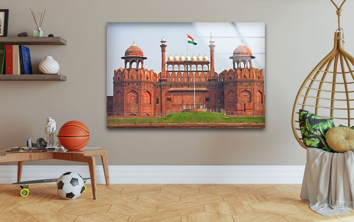 Red Fort Glass Wall Art – Majestic View of Delhi’s Iconic Landmark