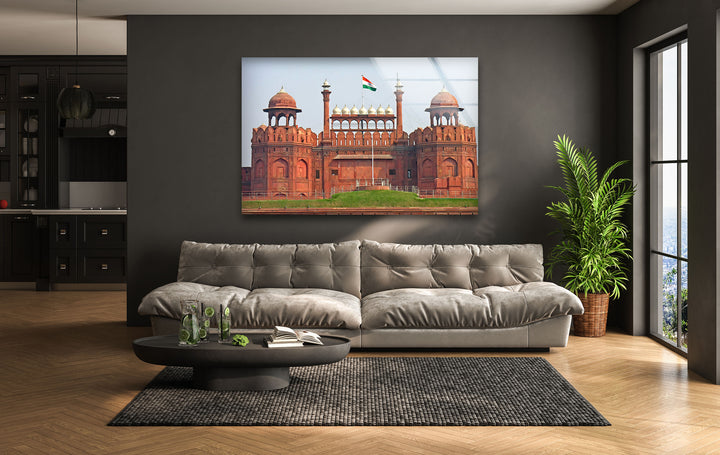 Red Fort Glass Wall Art – Majestic View of Delhi’s Iconic Landmark