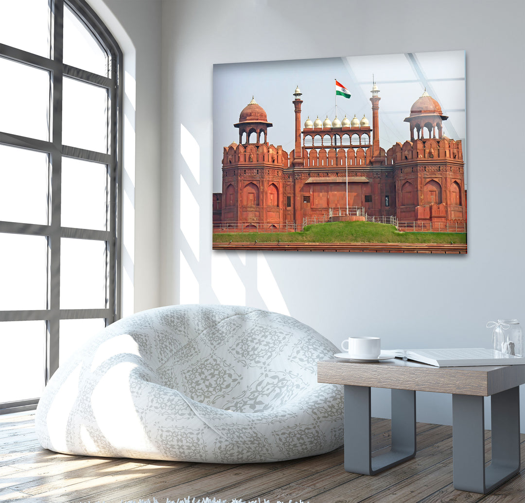 Red Fort Glass Wall Art – Majestic View of Delhi’s Iconic Landmark