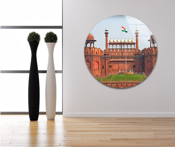 Red Fort Glass Wall Art – Majestic View of Delhi’s Iconic Landmark