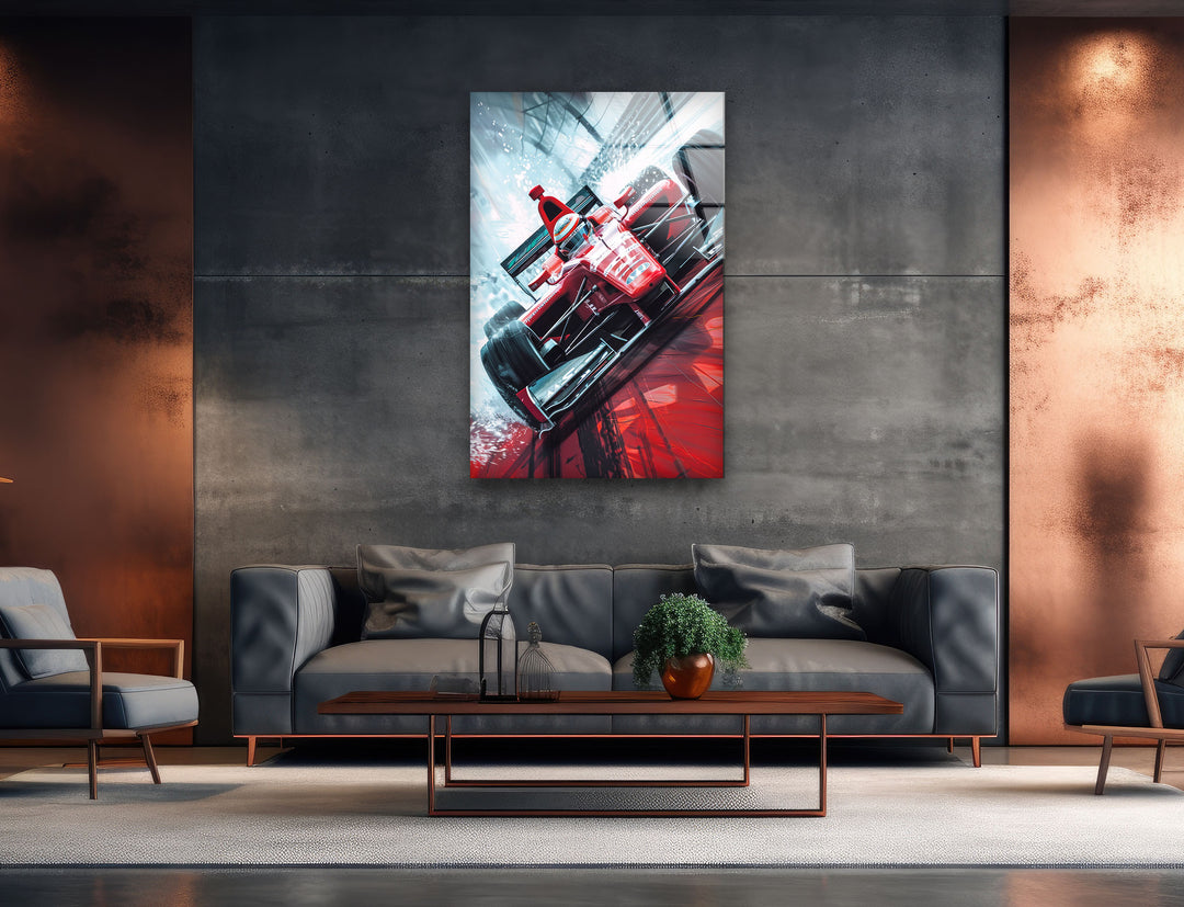 Red Race Car Cool Art Prints & Glass Photo Prints