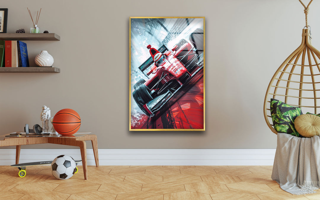 Red Race Car Cool Abstract Art & Glass Wall Decor