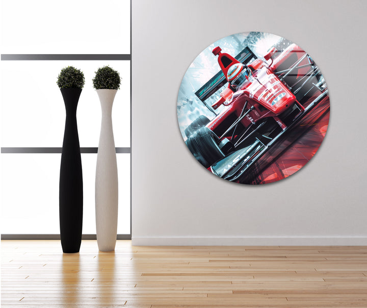 Red Race Car Stained Glass Art & Cool Wall Decor