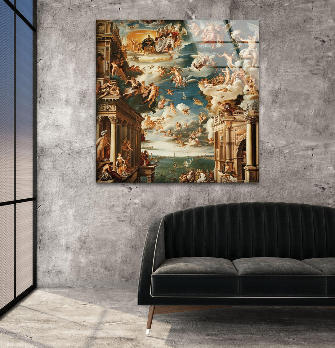 Renaissance Art Style Glass Wall Art glass art painting, glass art for the Wall
