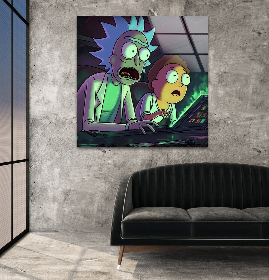 Rick and Morty In Their High-Tech Garage Glass Wall Art large glass photo prints, glass wall photos
