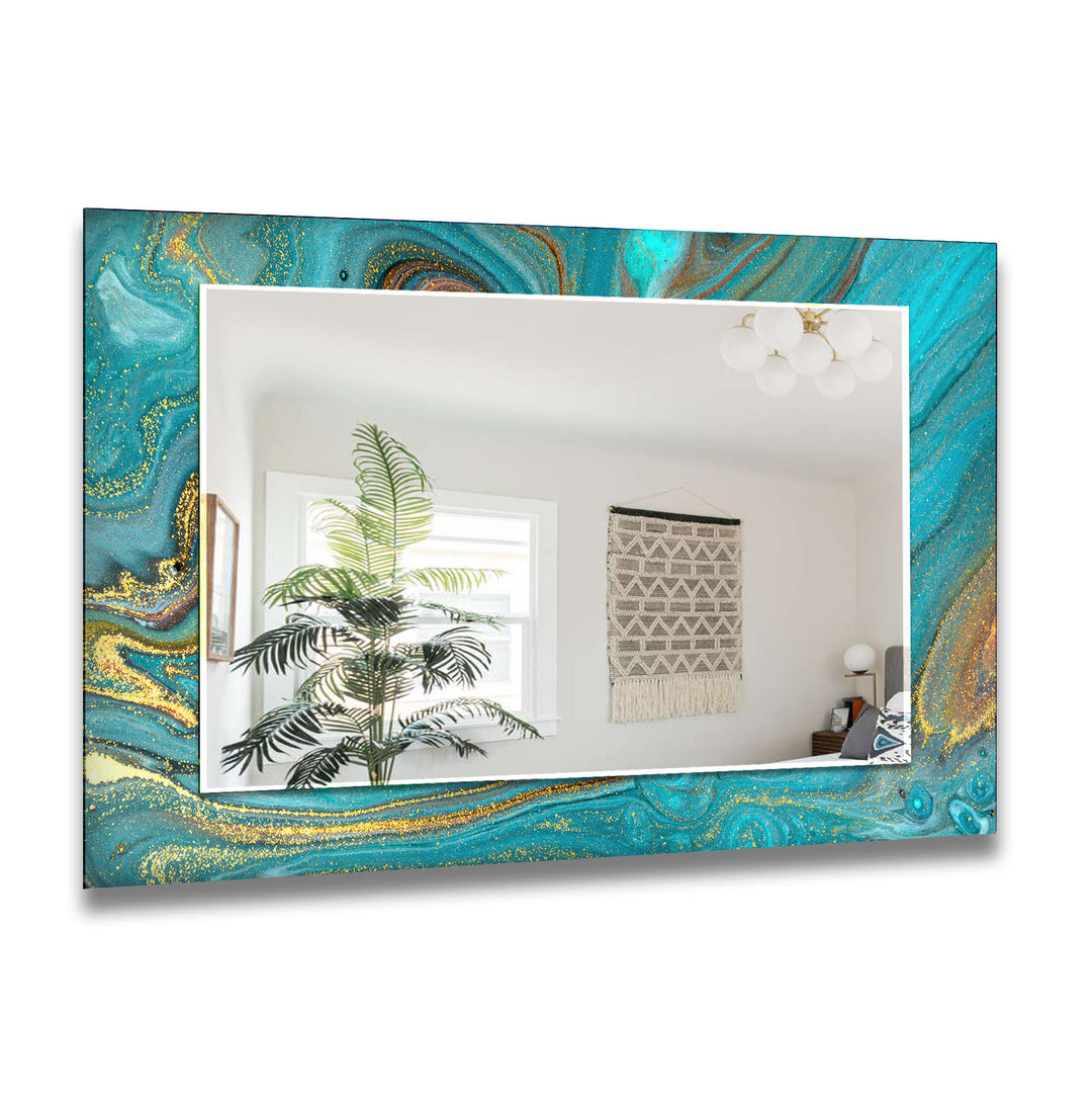 Turquoise & Gold Wall Mirror Dining Room Mirror
