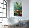 Giant Apples and Tiny Peoples Glass Wall Art