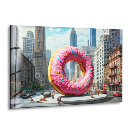 Big Donut Cool Art Glass Wall Art