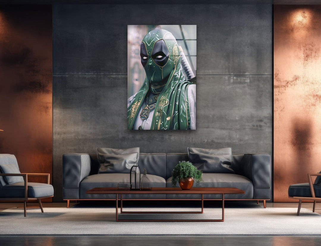 Saudi Arabia Deadpool Glass Wall Art photo print on glass, prints on glass wall art
