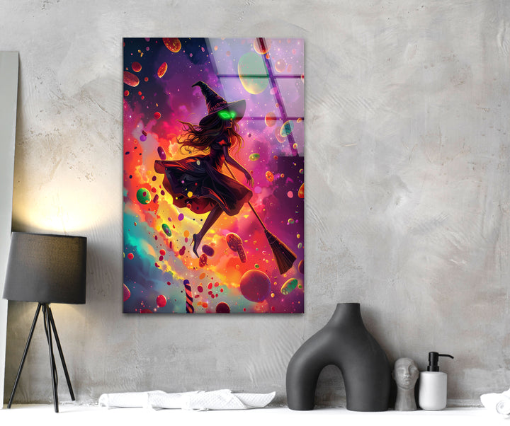 Scattered Candies and Witch Cool Glass Art & Wall Art Home Decor