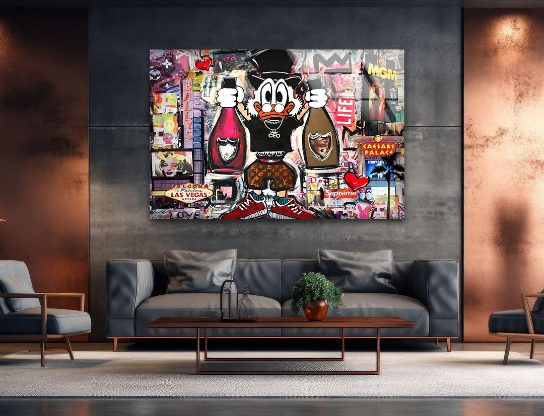 Scrooge in Las Vegas Glass Wall Art large glass photo prints, glass wall photos
