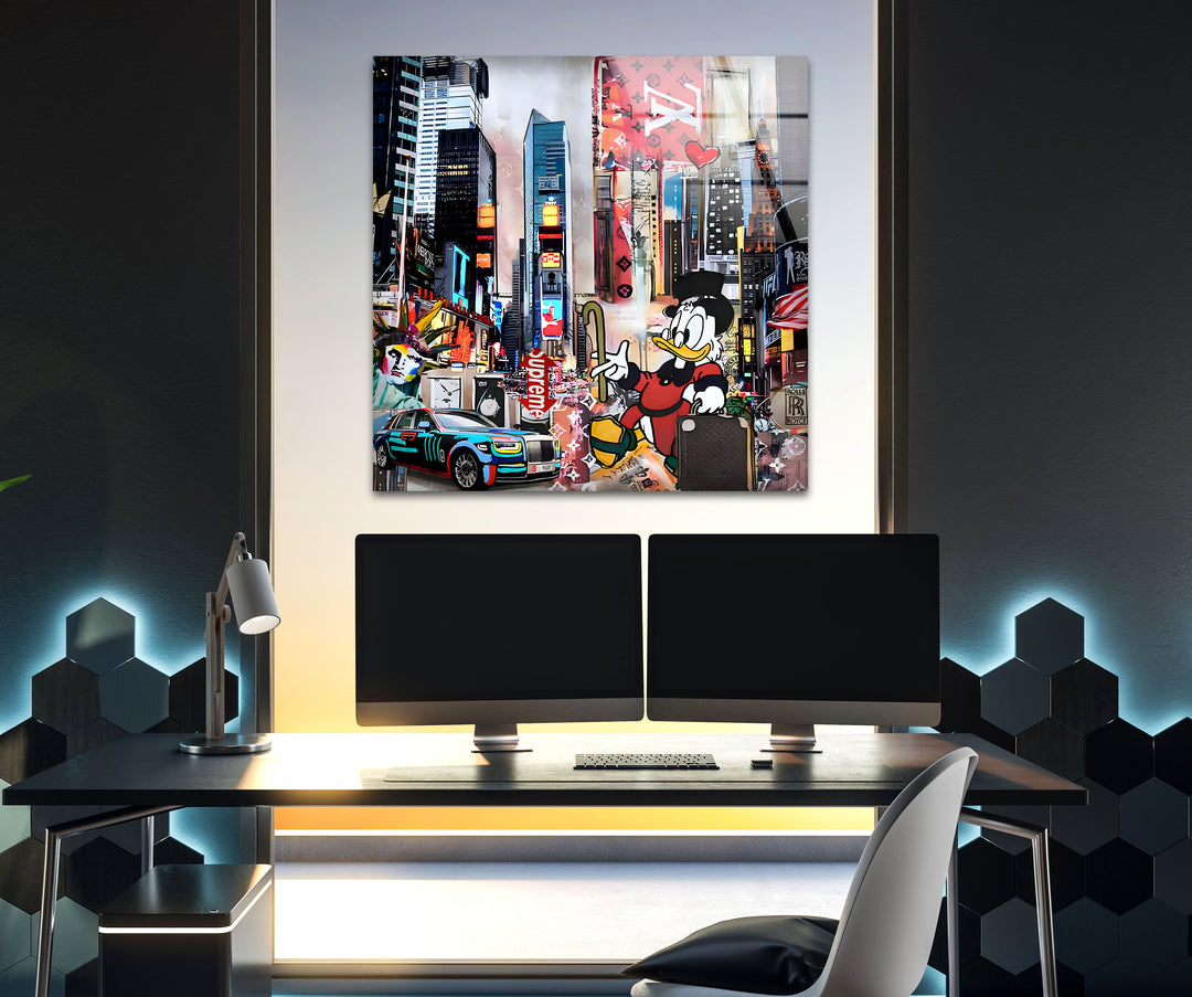 Scrooge in New York Glass Wall Art art glass wall art, glass wall art pictures
