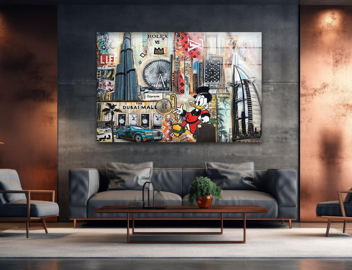 Scrooge In New York City Glass Wall Art large glass photo prints, glass wall photos
