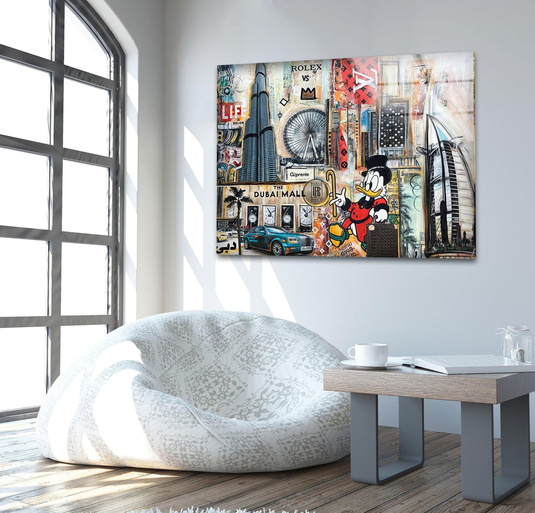 Scrooge In New York City Glass Wall Art print on glass, glass printed photos
