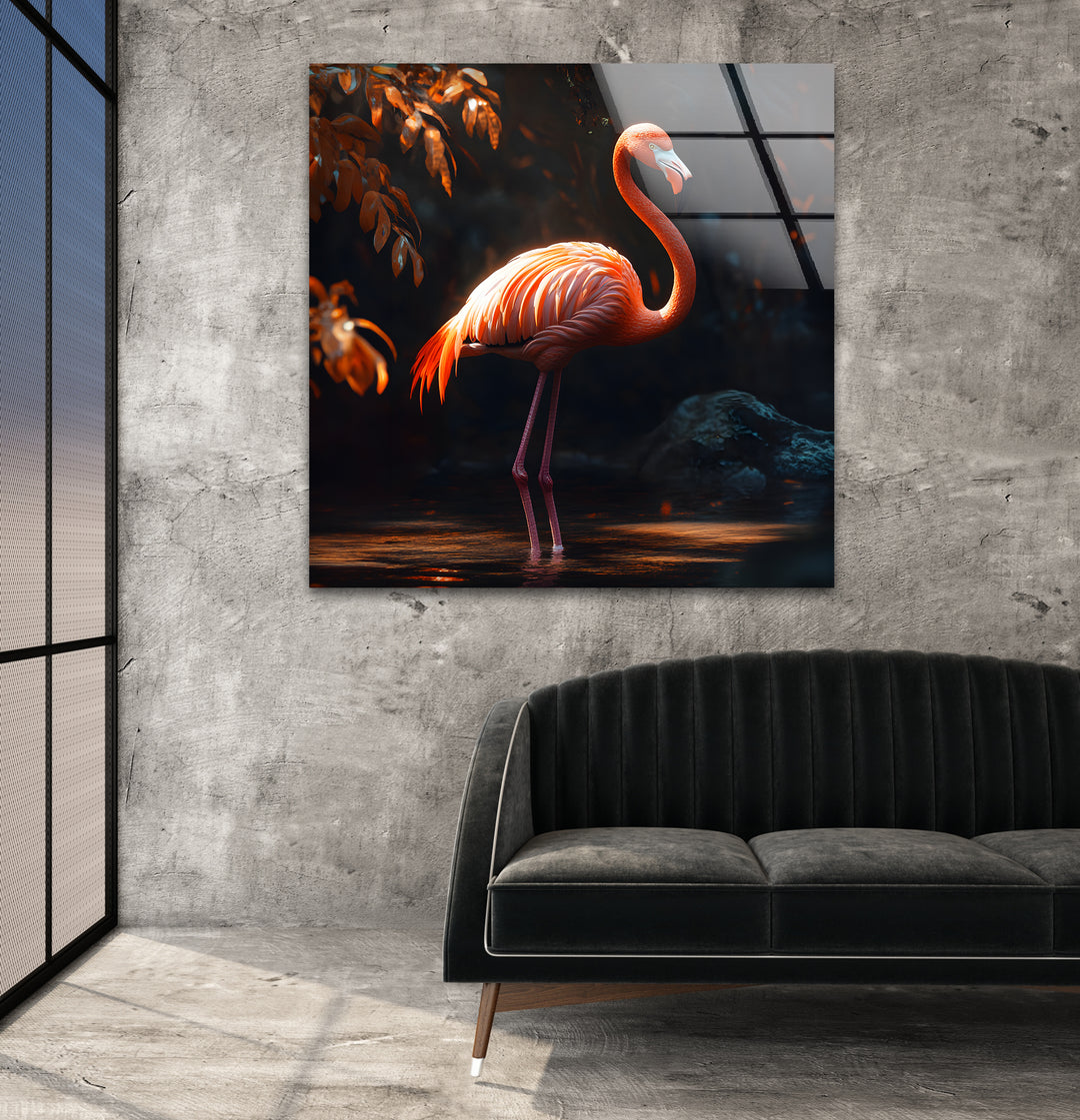 Shiny Flamingo Glass Wall Art glass pictures for Wall, glass prints wall art
