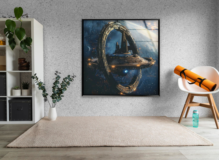 Spaceship Glass Wall Art, large glass photo prints, glass wall photos