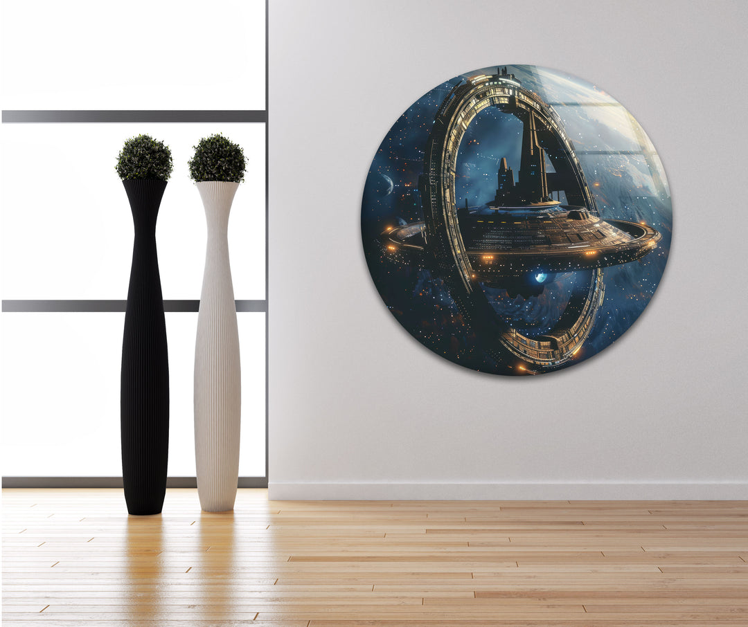 Spaceship Glass Wall Art, custom glass photo prints, large glass prints