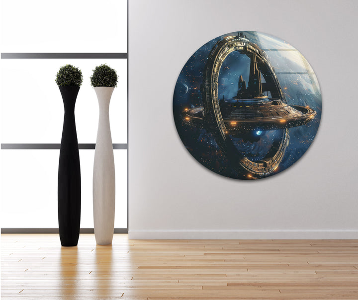 Spaceship Glass Wall Art, custom glass photo prints, large glass prints