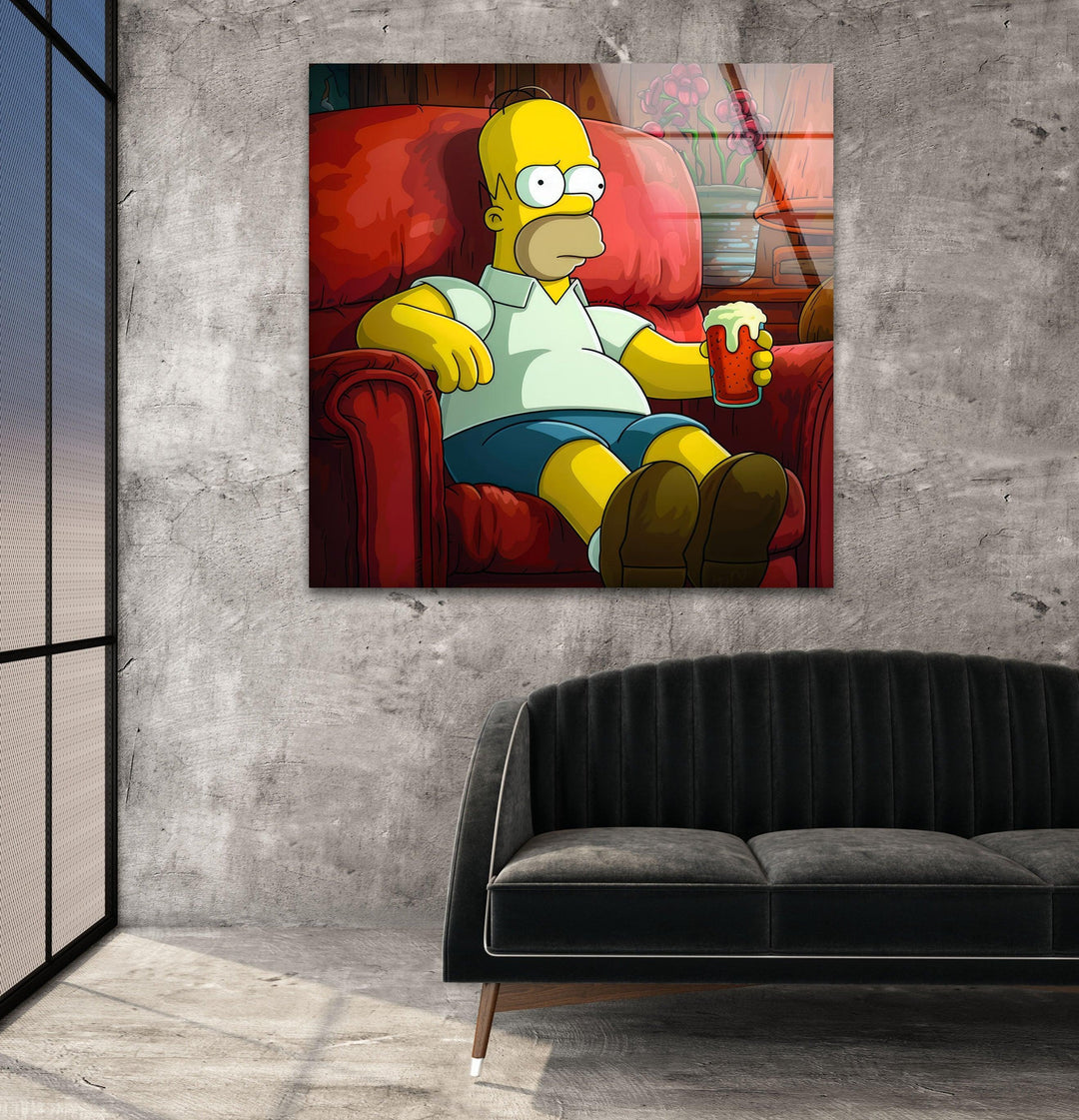 Homer Simpson Glass Wall Art picture on glass wall art, photos printed on glass
