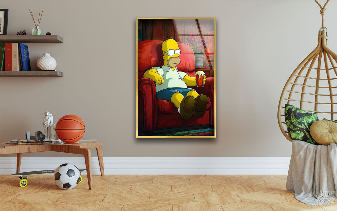 Homer Simpson Glass Wall Art print picture on glass, Tempered Glass Wall Art
