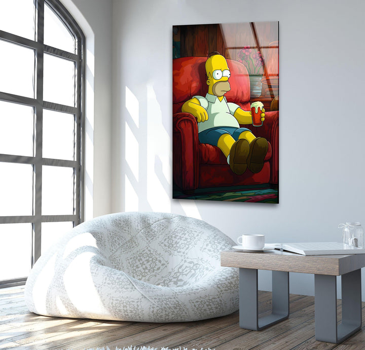 Homer Simpson Glass Wall Art custom glass photo prints, large glass prints
