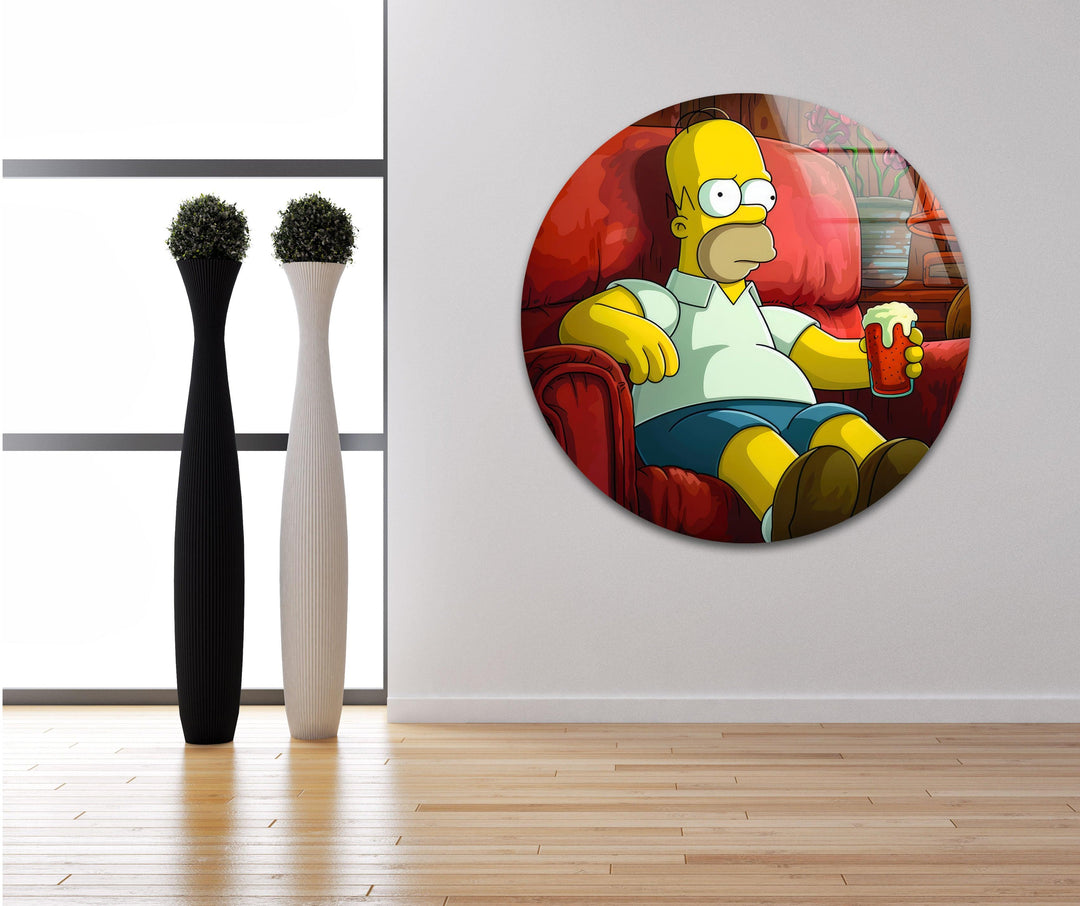 Homer Simpson Glass Wall Art glass art painting, glass art for the Wall
