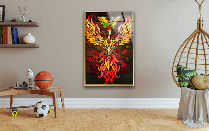 Skeleton Bones of a Phoenix Modern Glass Art & Cool Wall Art